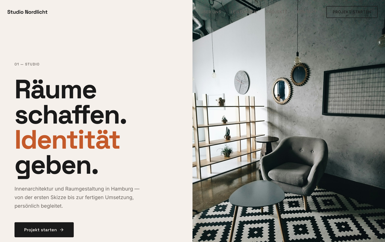 Creative studio — bold editorial landing page preview